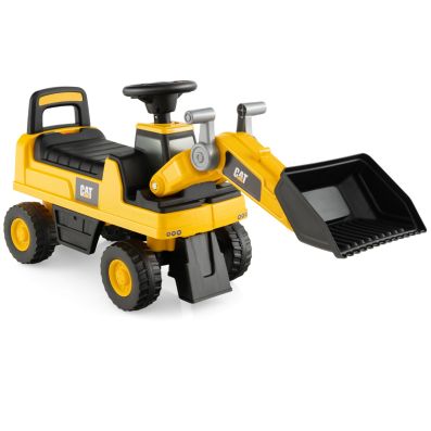 COSTWAY Excavadora Correpasillos Con Pala Ajustable Y Sonido De Motor – Asiento Con Almacén, Bloqueo Antivuelco Y Ruedas De 15 Cm, Para Niños De 19 A 36 Meses (86x30x52 Cm)
