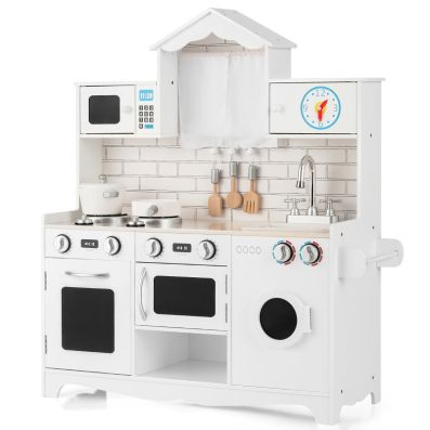 Cocina De Madera Para Niños Con Horno, Microondas, Fregadero Y 12 Accesorios | Medidas 72x68x26 Cm | Juguete Educativo Para +3 Años, Fomenta La Creatividad