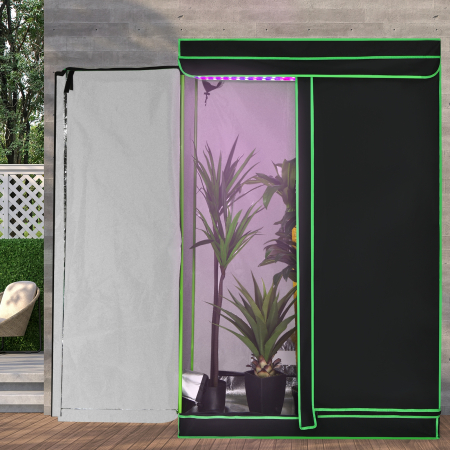 Tienda Hidropónica para Plantas 120 x 60 x 180 cm Invernadero de Verduras Portátil para Jardinería Interior Negro