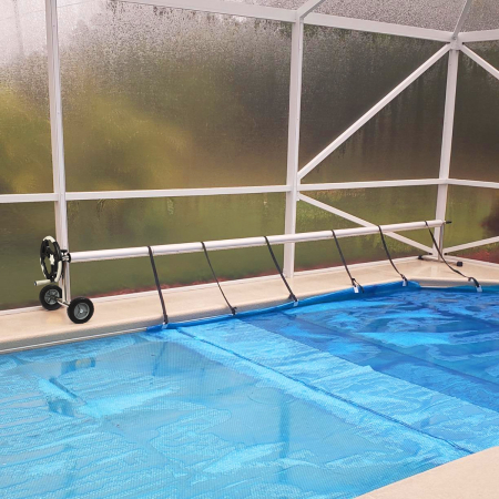 Set cobertura solar para piscina con manivela y ruedas
