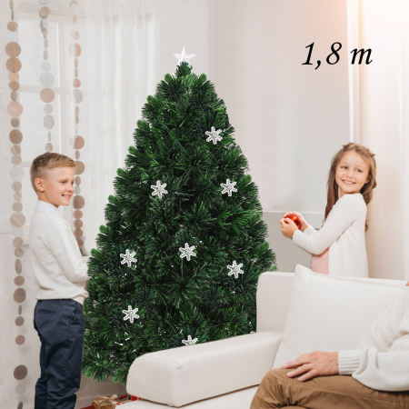 1,8m Árbol de Navidad Árbol Altificial con LED Iluminación Nieve Abeto Decorativo Hogar Fiesta