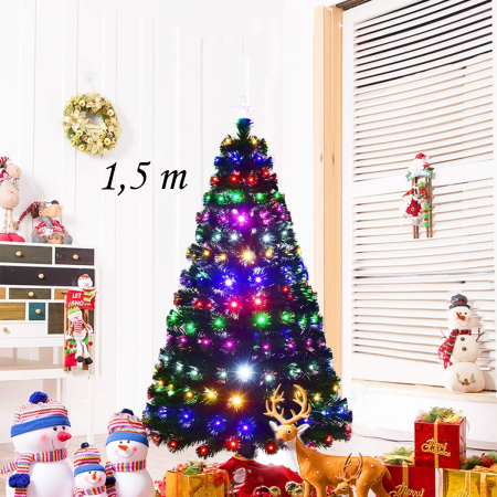 1,5m Árbol de Navidad Artificial con Luces Abeto Plástico Decorativo Hogar Fiesta