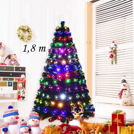 1,8m Árbol de Navidad Artificial con Luces Abeto Plástico Decorativo Hogar Fiesta