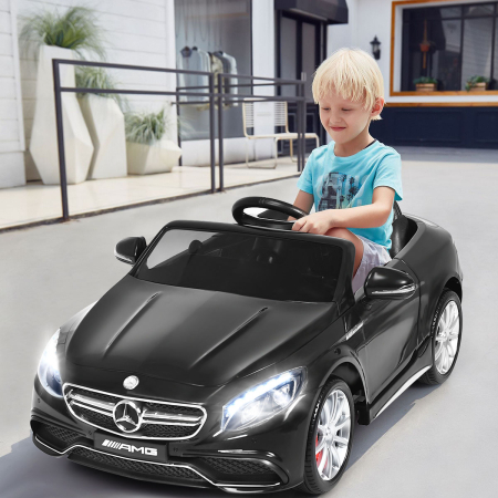 Costway Coche Montable para Niños con Mando 2,4 G Vehículo Mercedes Benz de Batería 12 V con Función AUX 3 Velocidades Negro