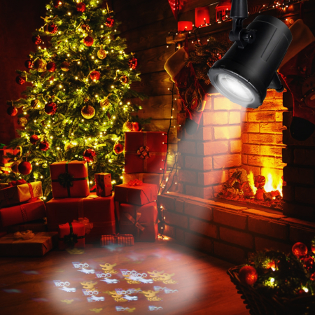 Proyector Luces LED Copos de Nieve de Navidad  con Cabeza Giratoria para Navidad Vacaciones Fiestas Casamiento Jardín Patio Negro 13,5 x 13,5 x 19 cm