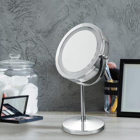Espejo de Maquillaje con Luz Espejo Cosmético con LED 5 Aumento Doble Cara Giratorio Tocador Cosmético
