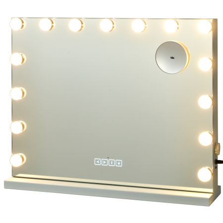 Espejo Iluminado para Maquillarse con 15 Luces LED y Control Táctil para Camerino o Montado a la Pared Blanco 58 x 15 x 48 cm