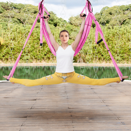 Hamaca de Yoga Swing Yoga Antigravedad Tafetán de Nailon para Ejercicios de Inversión Columio Trapecio Rosa