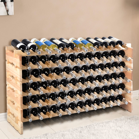 Estante de Vino para 72 Botellas Botellero de Madera Sostenedor en Bodega Bar Hogar