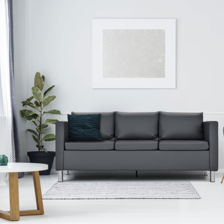 Sofá Moderno con Cojín Blando y Patas de Metal Plateadas para Casa y Oficina Gris 170 x 60 x 62,5 cm
