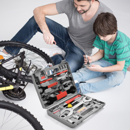 44 Repuestos para reparación Juego de reparación para reparación de mantenimiento Bicicleta con caja gris