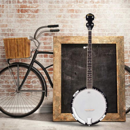 Banjo de 5 Cuerdas con Bolsa Paño de Limpieza, Sintonizador, Correa y 3 Púas