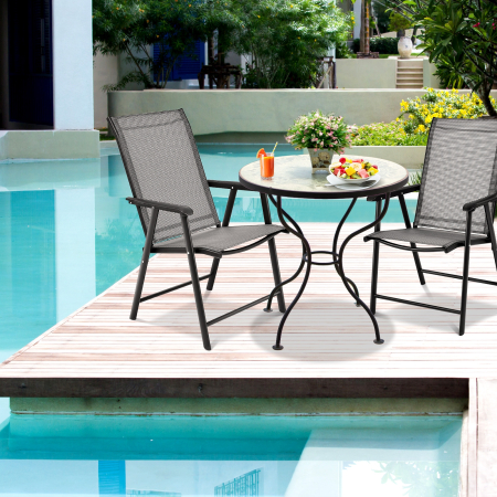 Set de 2 sillas plegables es ideal para piscina, exterior, patio.