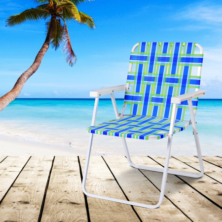 6 Sillas Plegables para Playa con Reposabrazos y Estructura en Acero en Forma de U Azul 57 x 59 x 78 cm