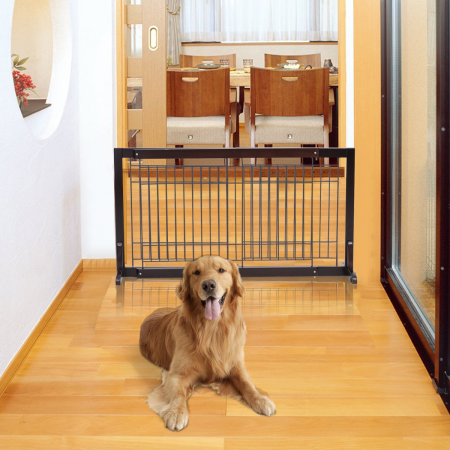 Barrera de Seguridad de Madera y Hierro para Niños Perros Mascotas Escalable Protección para Puerta Escalera