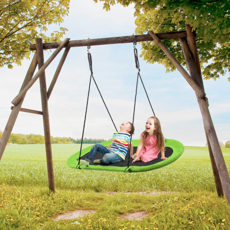 Columpio Ovalado para Árbol con Altura Regulable Cuerdas Multicapa para Niños Adultos para Patio Parque Verde 150 x 80 cm