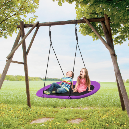 Columpio Ovalado para Árbol con Altura Regulable Cuerdas Multicapa para Niños Adultos para Patio Parque Violeta 150 x 80 cm
