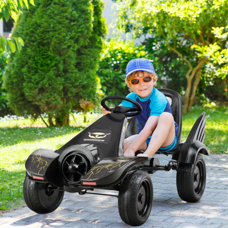 Go Kart para Niños Coche con Pedal Asiento Ajustable Ruedas Embrague y Freno Infantil Vehículo de Juguete para Niños Negro 112 x 61 x 62 cm