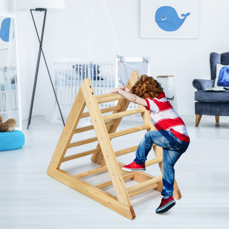Escalera Triangular de Madera Escalera de Juego de Interior para Niños más de 3 años Natural 93 x 46 x 81 cm 