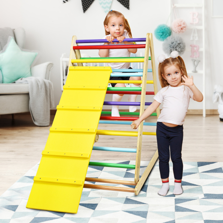 Escalera de Madera Triangular Plegable para Escalar Promover la Motricidad para Casa Guardería Coloreado 120 x 71 x 110 cm