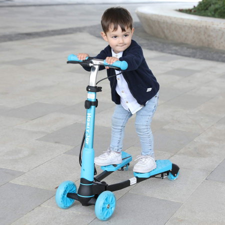 Tijeras scooter para niños con 4 ruedas intermitentes 82x28x72-84 cm Scooter plegable para niños Azul / Amarillo / Rojo