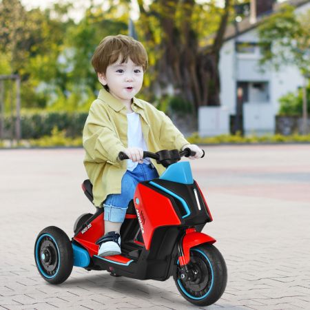 Costway Moto Eléctrica Montable 6 V para Niños Moto con 3 Ruedas Luces Coche Juguete de Batería para Niños +3 Años Rojo