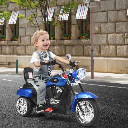 Costway Moto en Estilo Chopper para Niños Moto Montable Alimentada a Batería con Música Marcha Adelante y Atrás Conducción Realística Azul