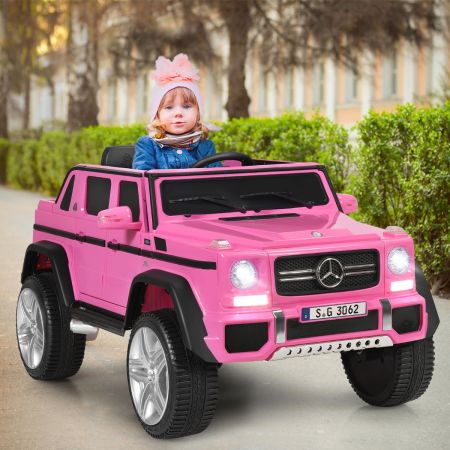 Costway Coche Eléctrico Mercedes Benz Maybach para Niños 3-8 Años Jeep Juguete Montable de Batería con Control Parental 2 Puertas Rosa