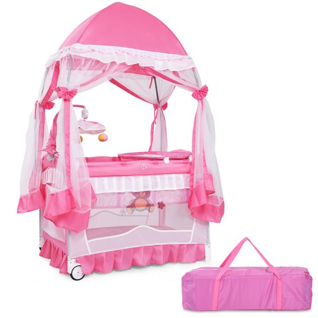 Costway Cuna de Viaje Plegable para Bebé 0-36 Meses con Cambiador Juguete  Ruedas con Frenos Bolsa Transporte - Costway