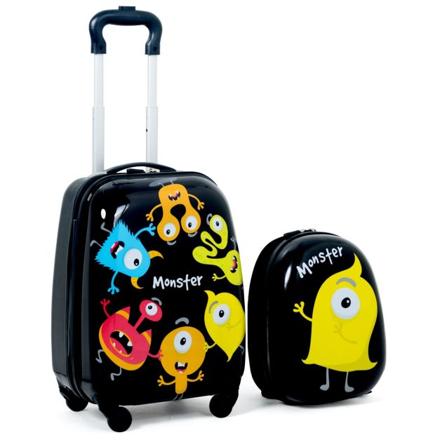 Costway Negro Equipaje de Viaje para Niños Mochila Maleta para Infantil  Cáscara Dura con 4 Ruedas Giratorias - Costway