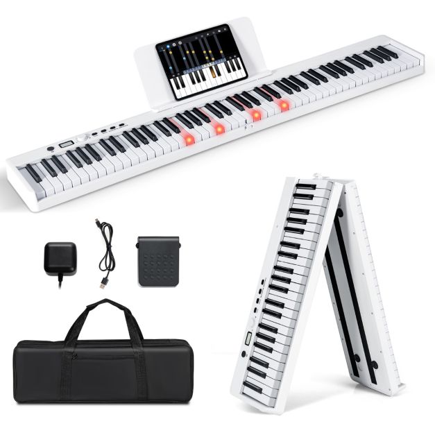MIDI pedal Sostenuto aplicación inteligente con práctica de interpretación Kacsoo-con Bluetooth 128 tipos de voz de piano electrónico Piano eléctrico plegable de 88 teclas 