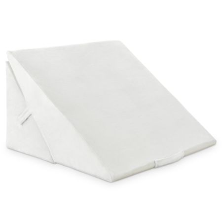Cojín con Forma de Cuña y Forro Removible Soporte Elevado para Dormir Descansar y Leer en la Cama Blanco 58 x 50,5 x 36 cm