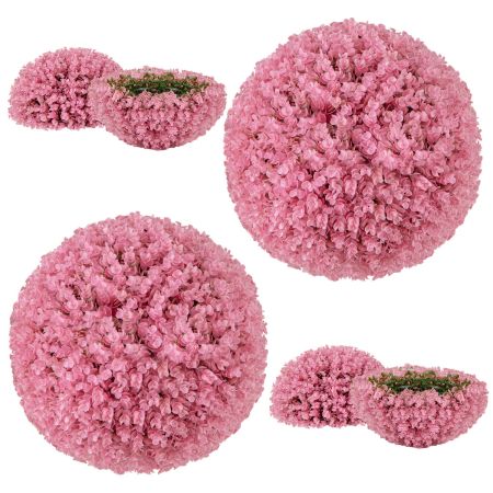 2 Bolas de Topiario de Plantas Artificiales Rosa