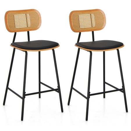 Conjunto de taburetes de bar de ratán de 2