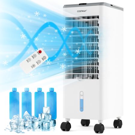 3 en 1 Aire Acondicionado Portátil con Temporizador Humidificador 3 Velocidades de Viento Oscilación de 60° y 2 Bolsas de Hielo
