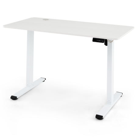 Escritorio Eléctrico Ajustable en Altura Escritorio Ergonómico de Pie y Sentado con Gancho para Auriculares Memoria de Alturas Blanco