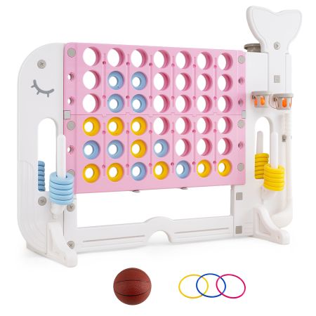 Juguete educativo 4 en 1 con forma de ballena, incluye cuatro juegos y altura ajustable para niños a partir de 3 años.