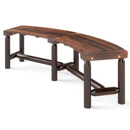 Banco curvo de madera carbonizada