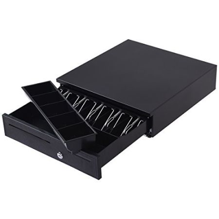 Cajón Registradora Dinero Metal Caja de Efectivo con Bandeja Recambio para Billetes y Monedas 40,5x42x10cm
