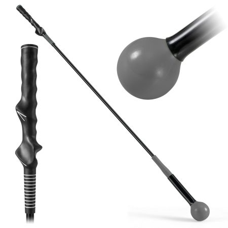 Ayuda para Entrenamiento del Swing de Golf Palo de Práctica con Cabeza Pesada para Agarre Ritmo Flexibilidad Equilibrio Tempo Negro