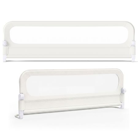 Barandilla plegable para cama infantil en color blanco, con altura ajustable y funda Oxford extraíble para mayor seguridad.