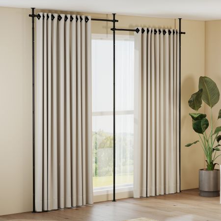 Separador de ambientes ajustable de metal, instalación sin taladrar, ideal para dormitorios y oficinas con medidas de 73-360 cm.