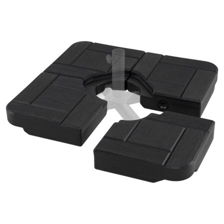 Base para sombrilla de 4 piezas de HDPE, rellenable con agua o arena, ideal para patios y jardines.