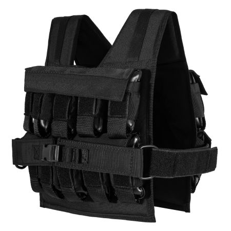 Chaleco lastrado ajustable de 30 kg/20 kg en poliéster, ideal para entrenamiento funcional y ejercicios de peso corporal.