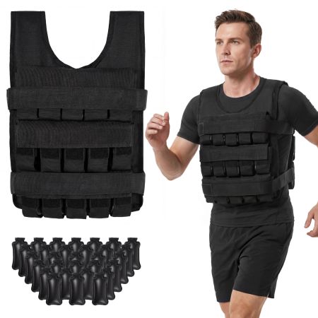 Chaleco lastrado ajustable de 30 kg/20 kg con correas regulables, ideal para entrenamiento funcional y correr.