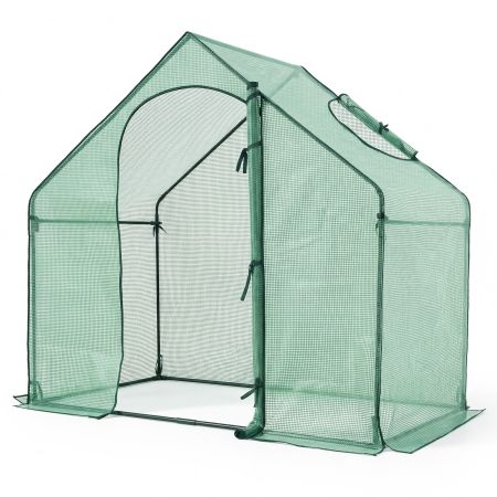 Invernadero de jardín tipo túnel de 180 x 100 x 168 cm con puerta enrollable y ventana para ventilación.