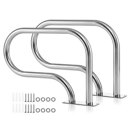 Pasamanos de acero inoxidable curvo para piscina, resistente al agua y óxido, con soporte de 180 kg para mayor seguridad.