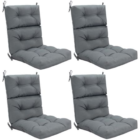 Cojines para silla de respaldo alto en gris, con esponja engrosada y cinturones antideslizantes, ideales para interior.