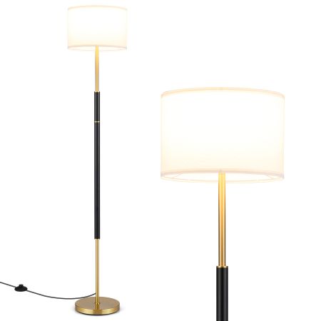 Lámpara de pie moderna con base antideslizante y pantalla de lino, perfecta para iluminar cualquier rincón del hogar.
