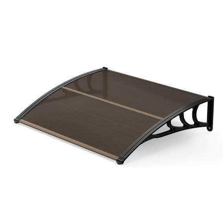 Marquesina exterior curvada de policarbonato con soporte metálico, ideal para proteger entradas de lluvia y sol.